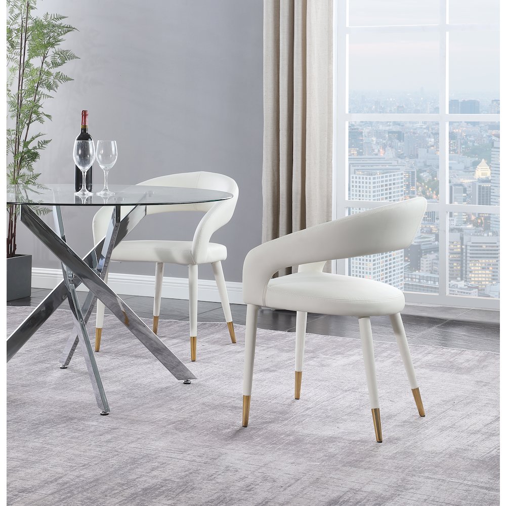 Destiny White Vegan Leather Dining Chair. Picture 6