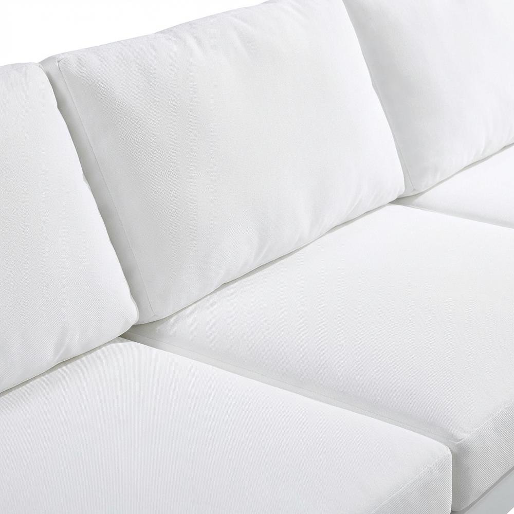 White Fabric Outdoor Patio Modular Sofa, Contemporary Style, Comfortable Back. Picture 5