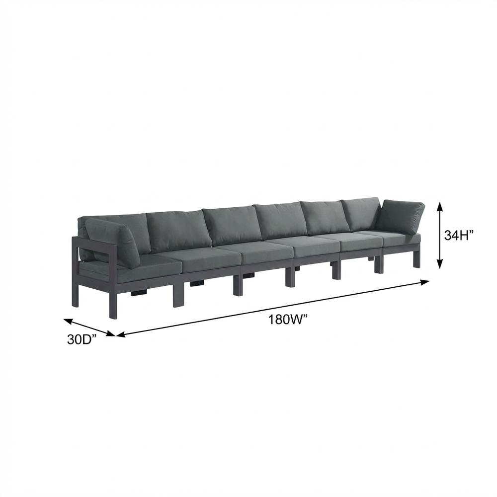 Gray Fabric Outdoor Modular Sofa With Contemporary Design And Cushioned Seating. Picture 7