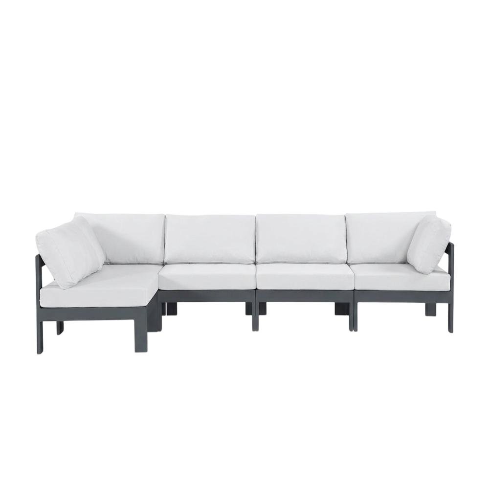 White Fabric Outdoor Modular Sectional For Patio Living With Contemporary Style. Picture 4