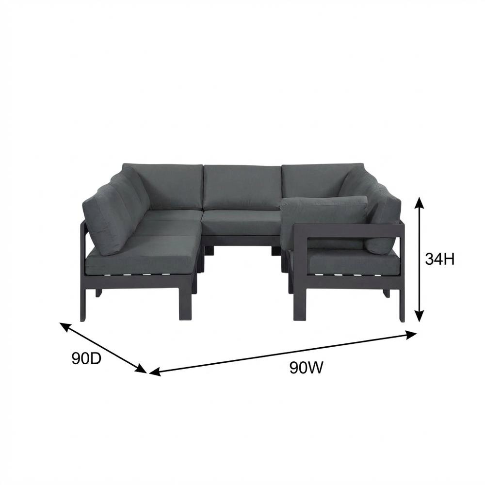 Gray Fabric Outdoor Patio Modular Sectional With Contemporary Style. Picture 7