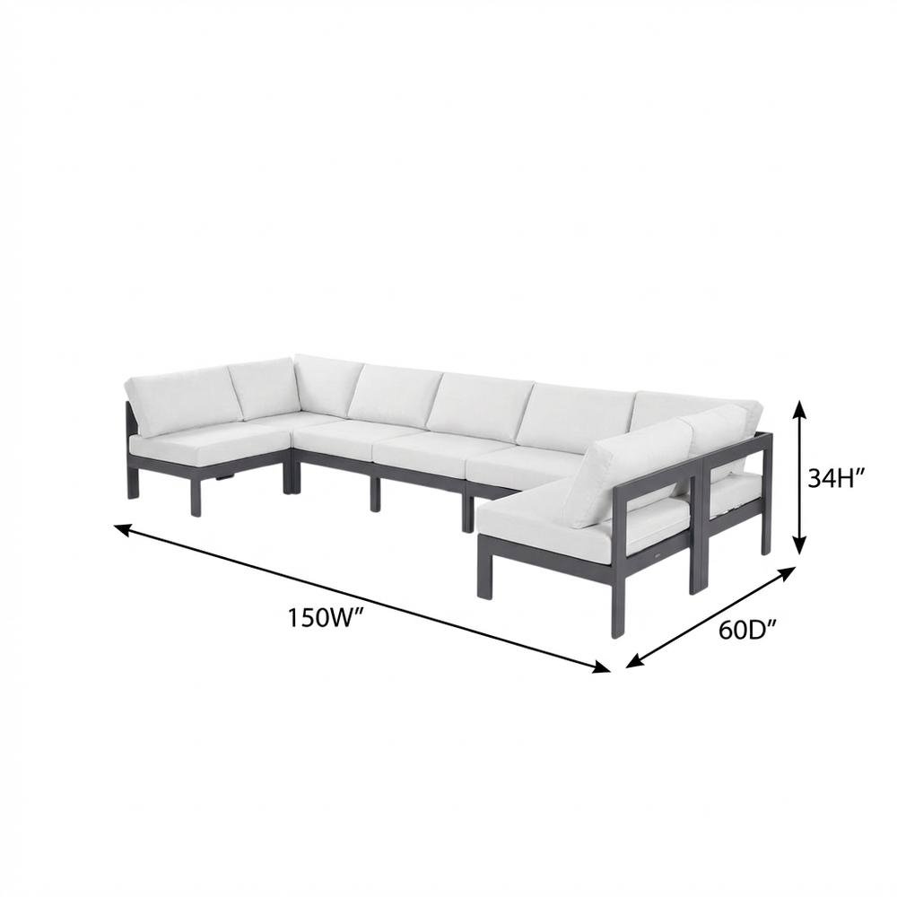 White Fabric Outdoor Patio Modular Sectional With Contemporary Design. Picture 7