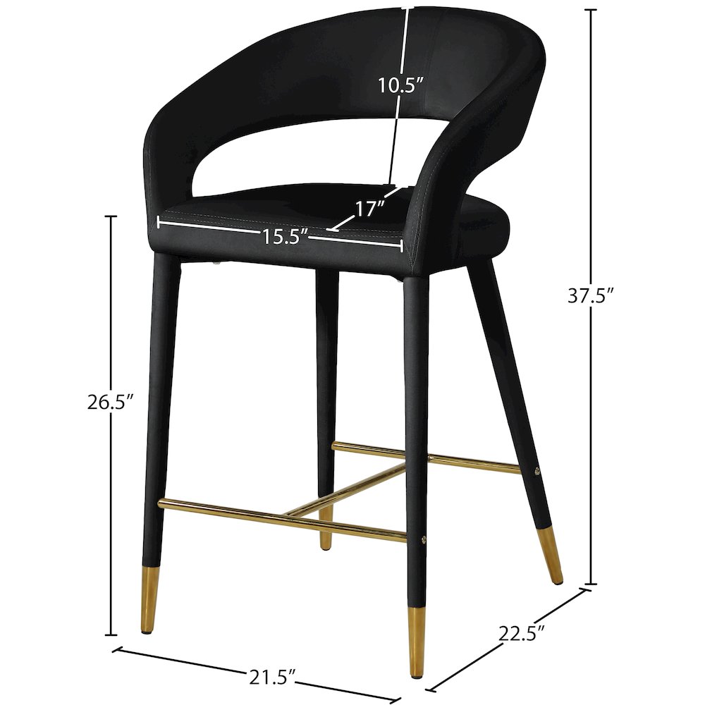Destiny Black Velvet Stool. Picture 6