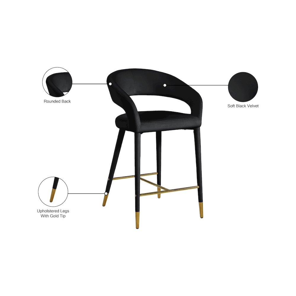 Destiny Black Velvet Stool. Picture 7