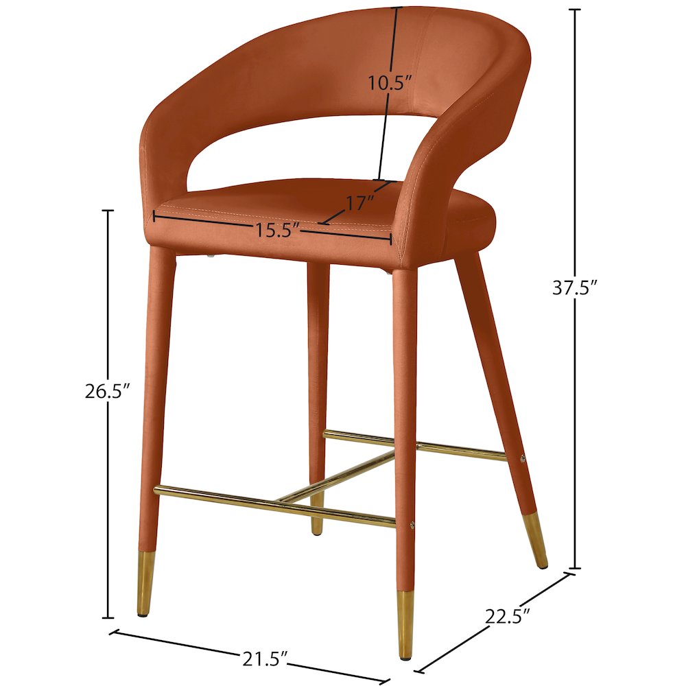 Destiny Cognac Velvet Stool. Picture 6