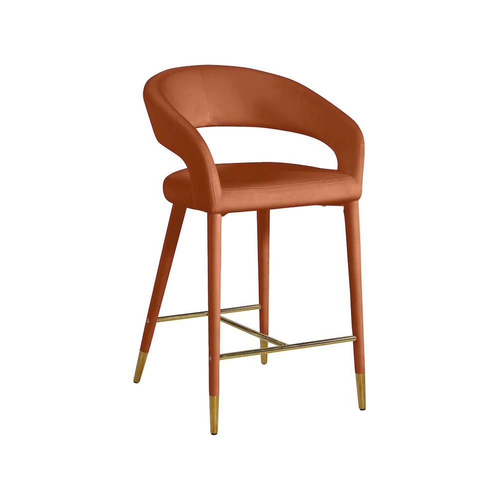 Destiny Cognac Velvet Stool. Picture 1