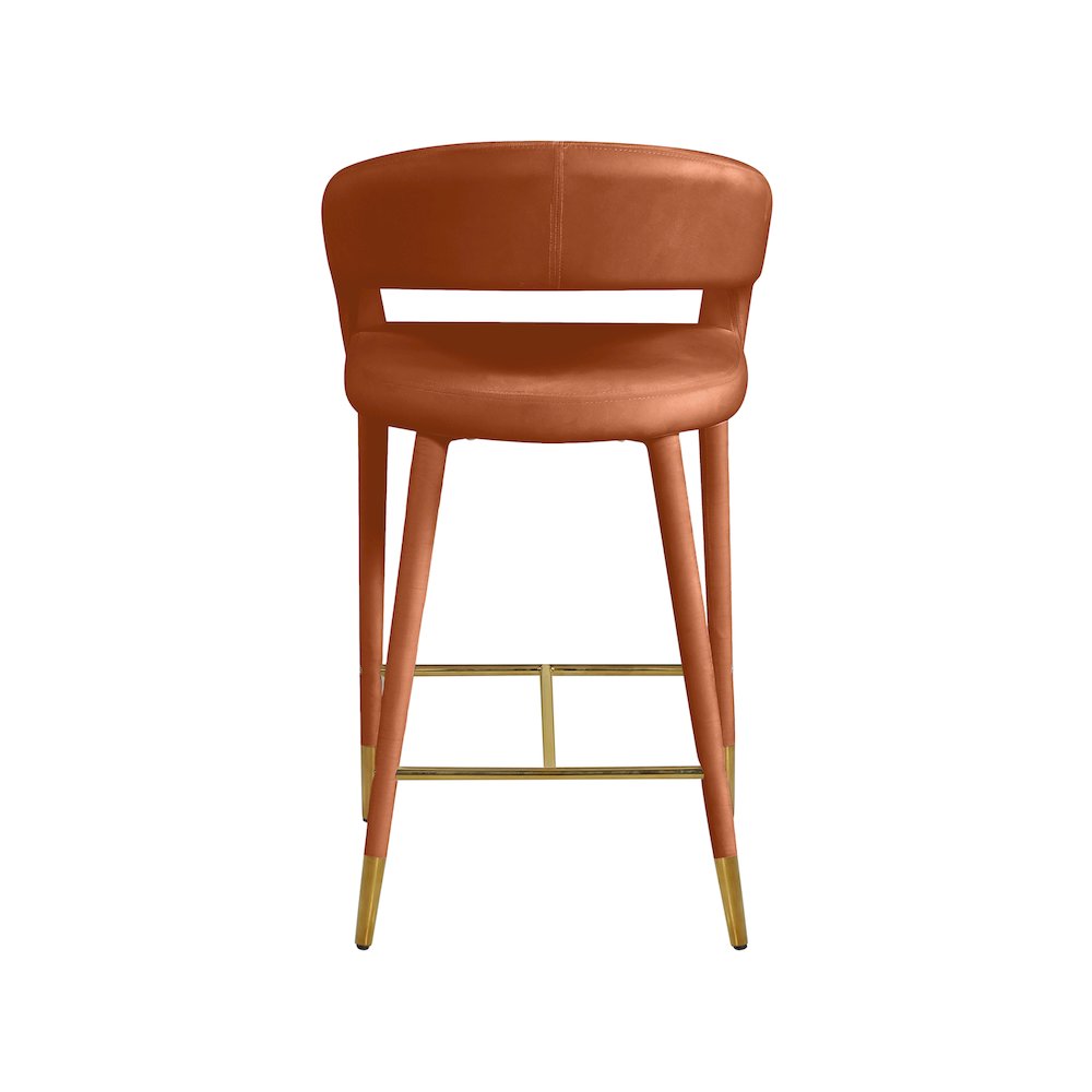 Destiny Cognac Velvet Stool. Picture 2