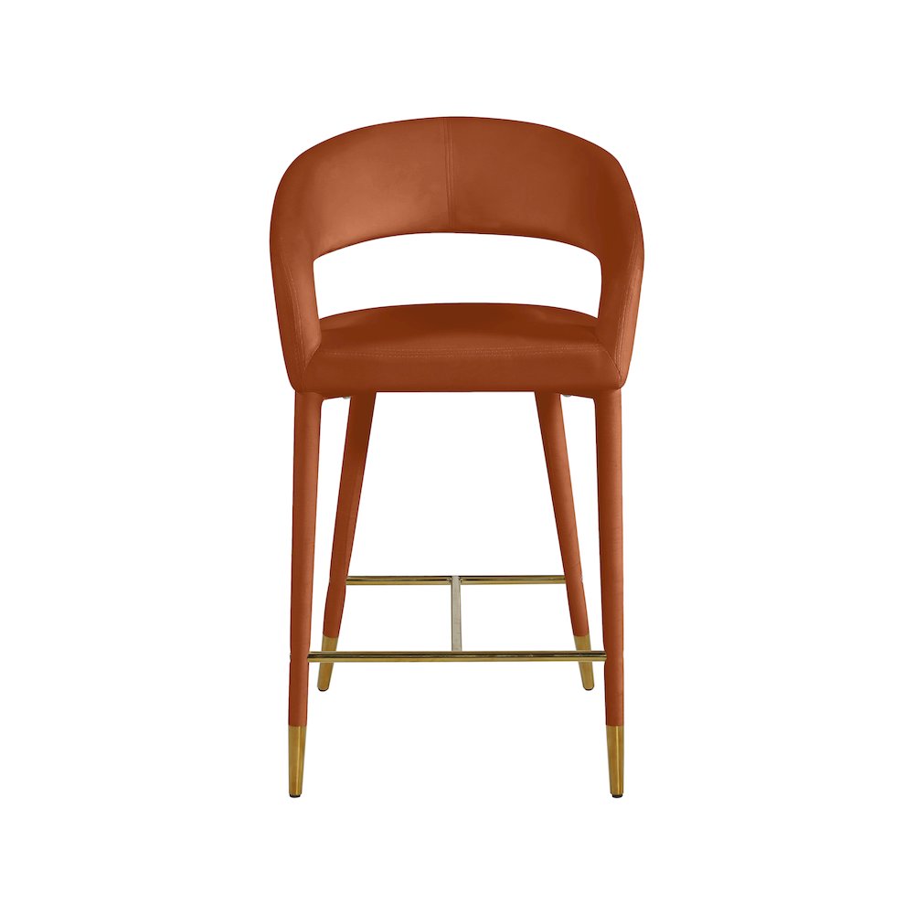 Destiny Cognac Velvet Stool. Picture 3