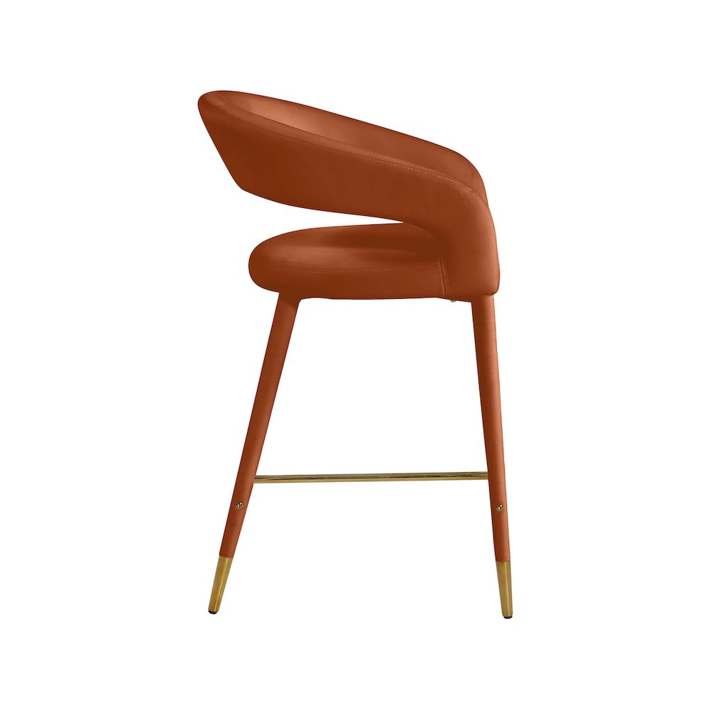 Destiny Cognac Velvet Stool. Picture 4