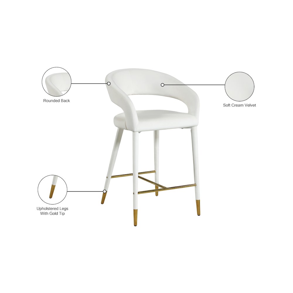 Destiny Cream Velvet Stool. Picture 7