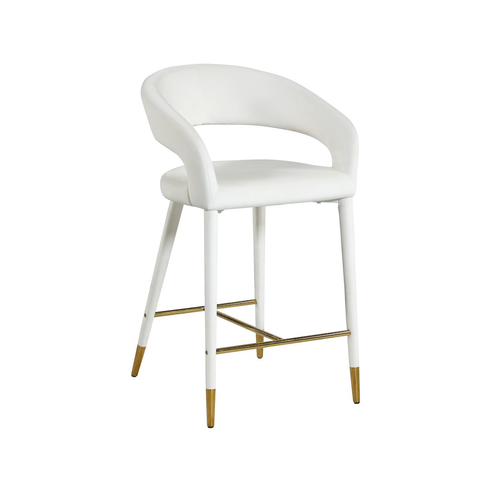 Destiny Cream Velvet Stool. Picture 1