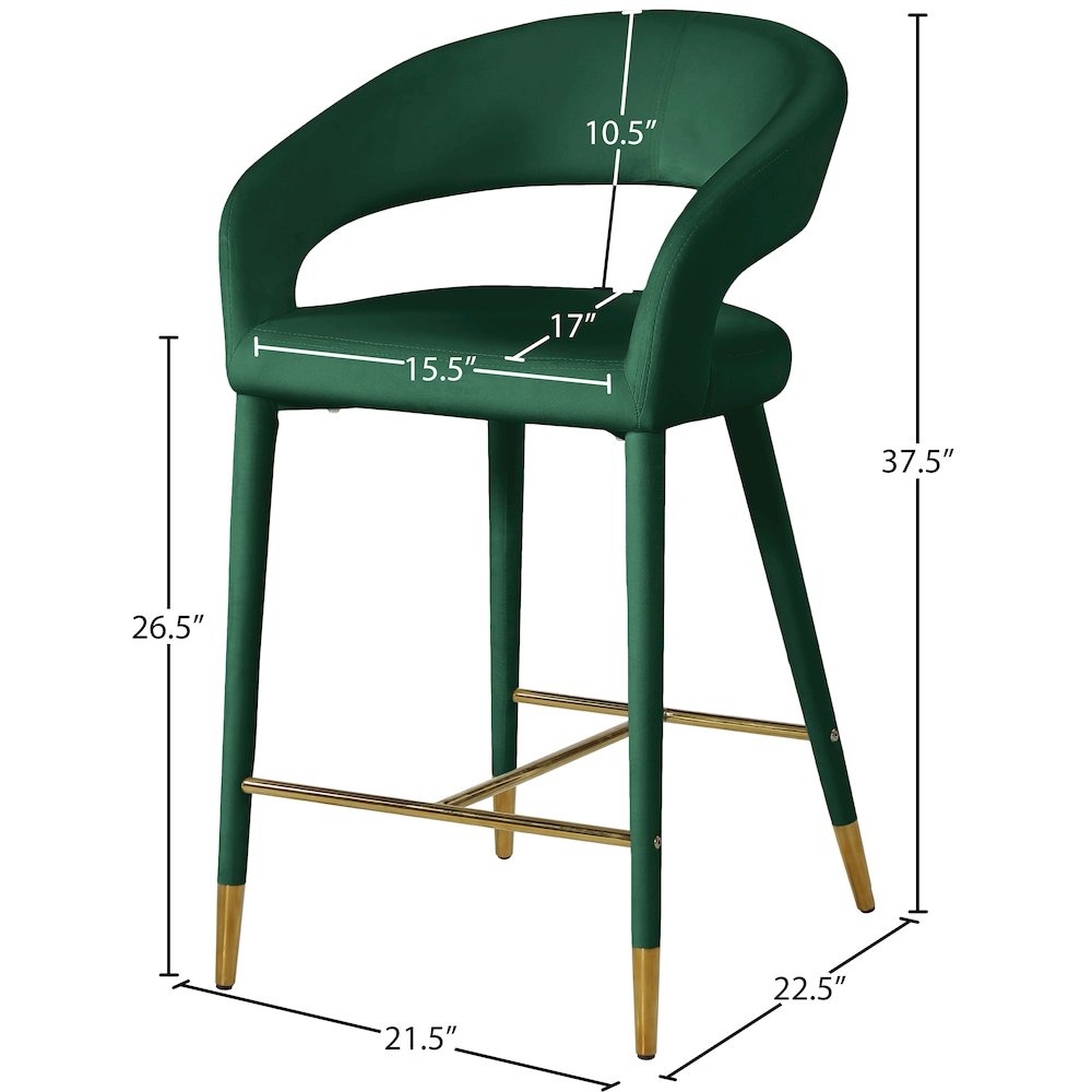 Destiny Green Velvet Stool. Picture 6