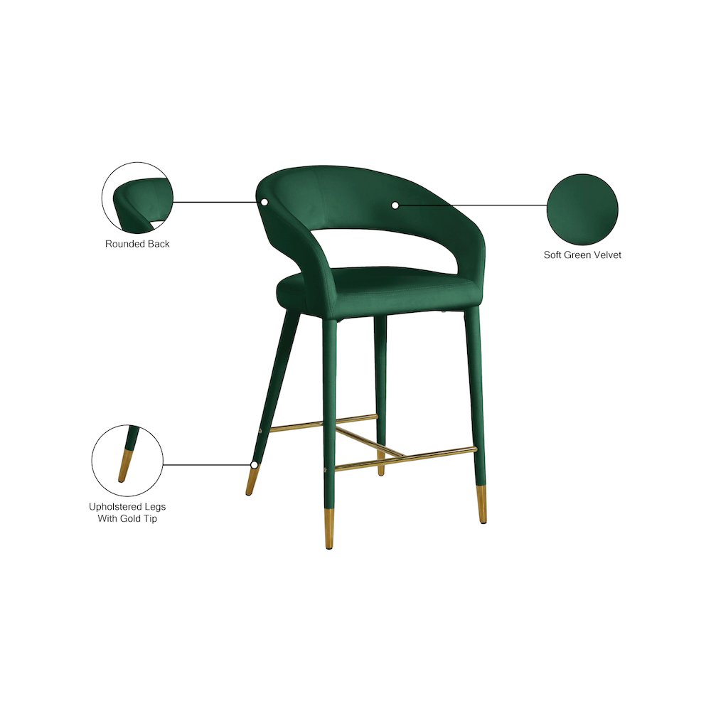 Destiny Green Velvet Stool. Picture 7