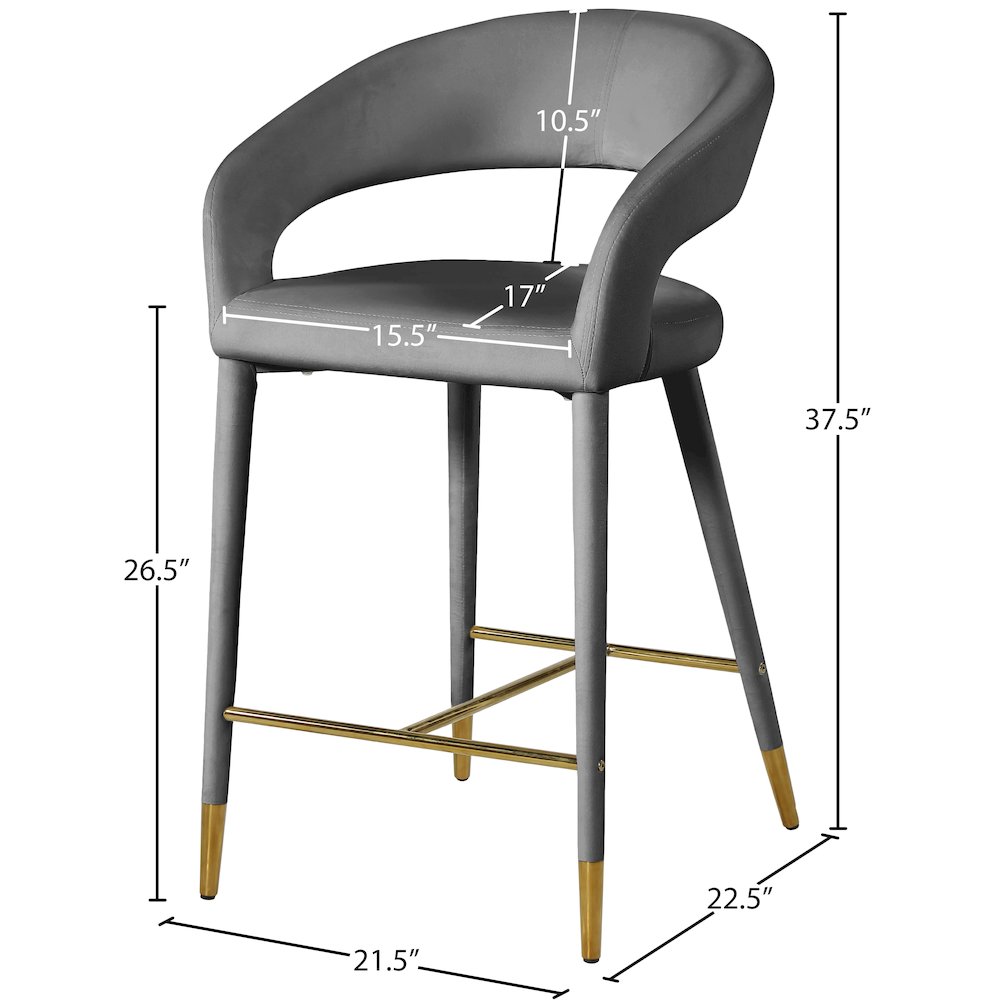 Destiny Grey Velvet Stool. Picture 6