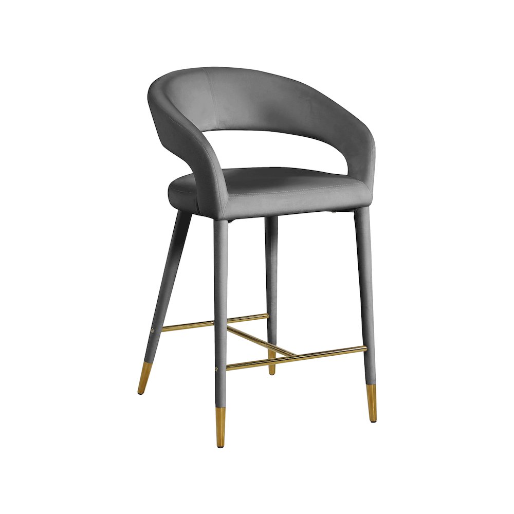 Destiny Grey Velvet Stool. Picture 1