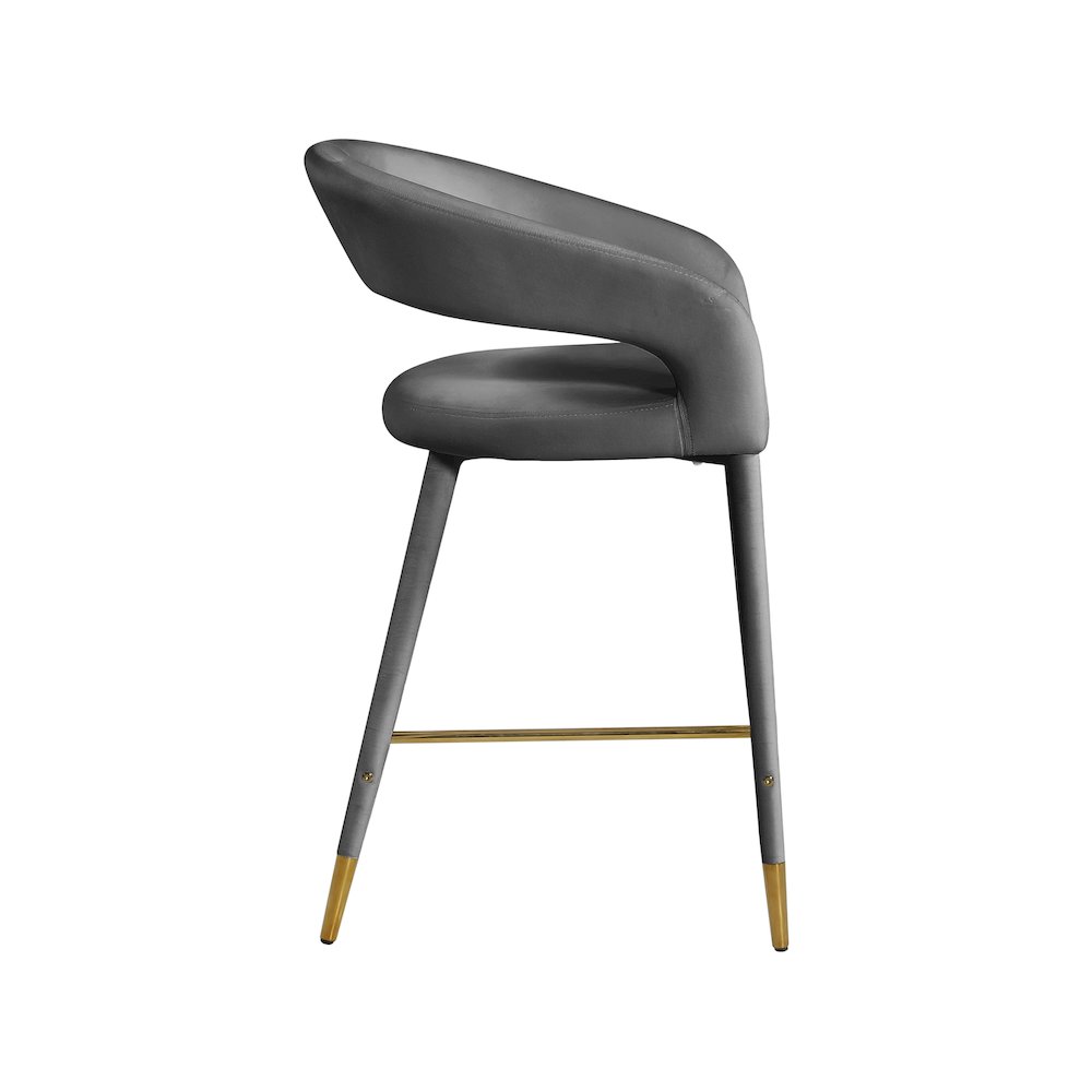 Destiny Grey Velvet Stool. Picture 4