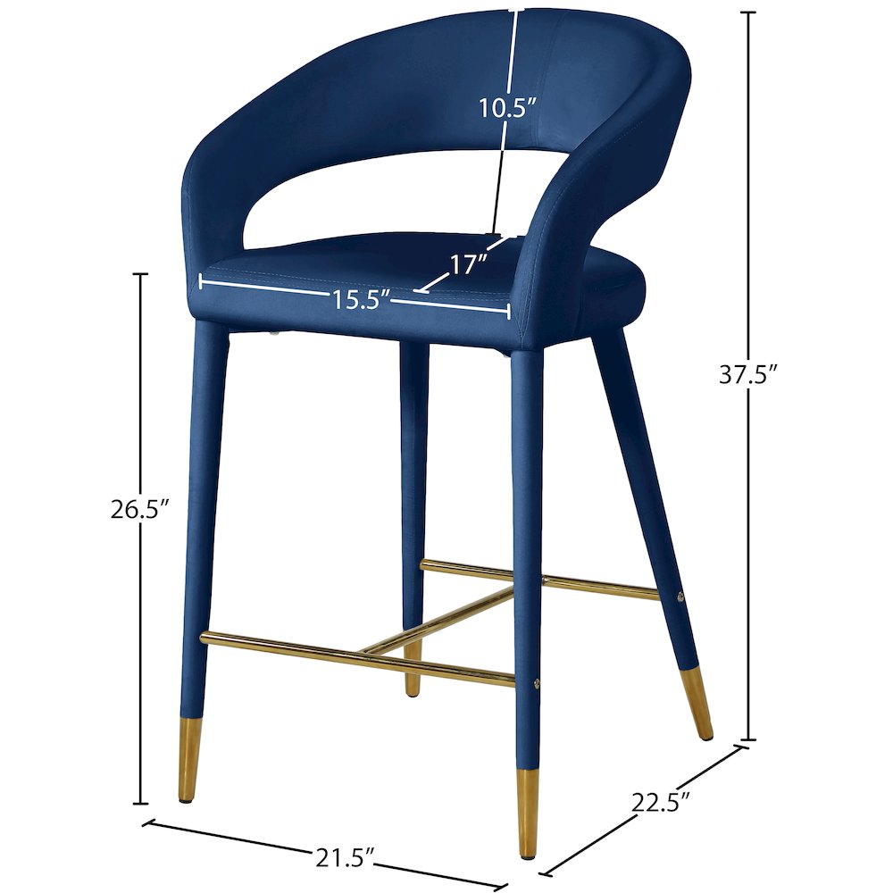 Destiny Navy Velvet Stool. Picture 6