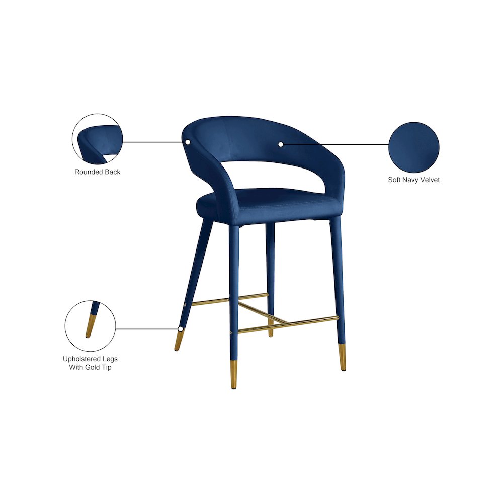 Destiny Navy Velvet Stool. Picture 7