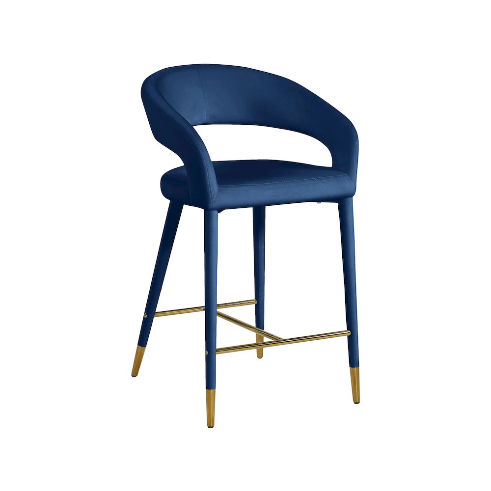 Destiny Navy Velvet Stool. Picture 1