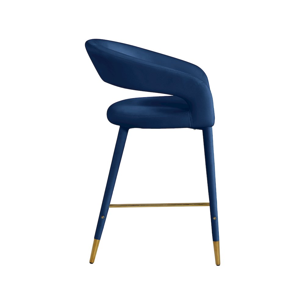 Destiny Navy Velvet Stool. Picture 4