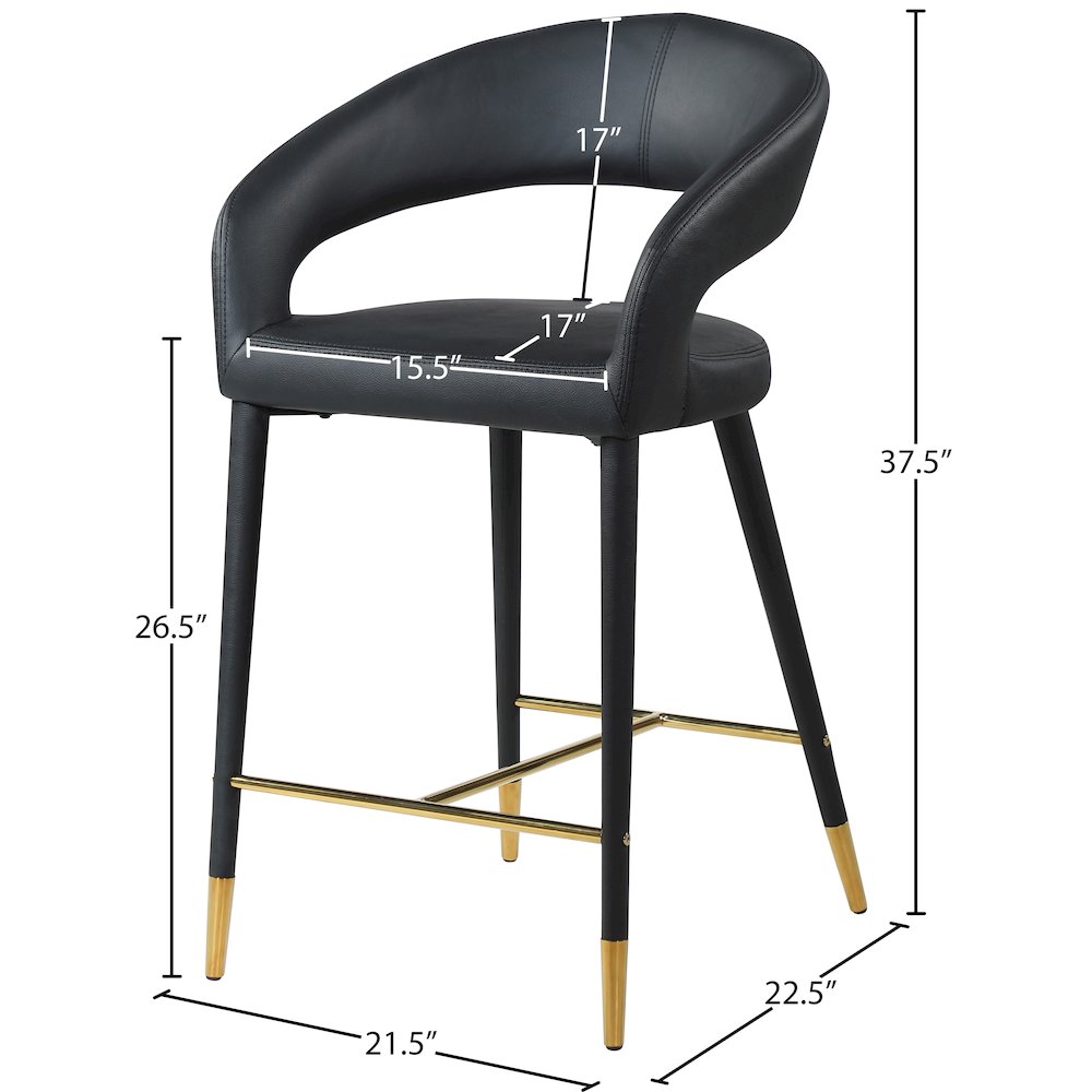 Destiny Black Vegan Leather Stool. Picture 6
