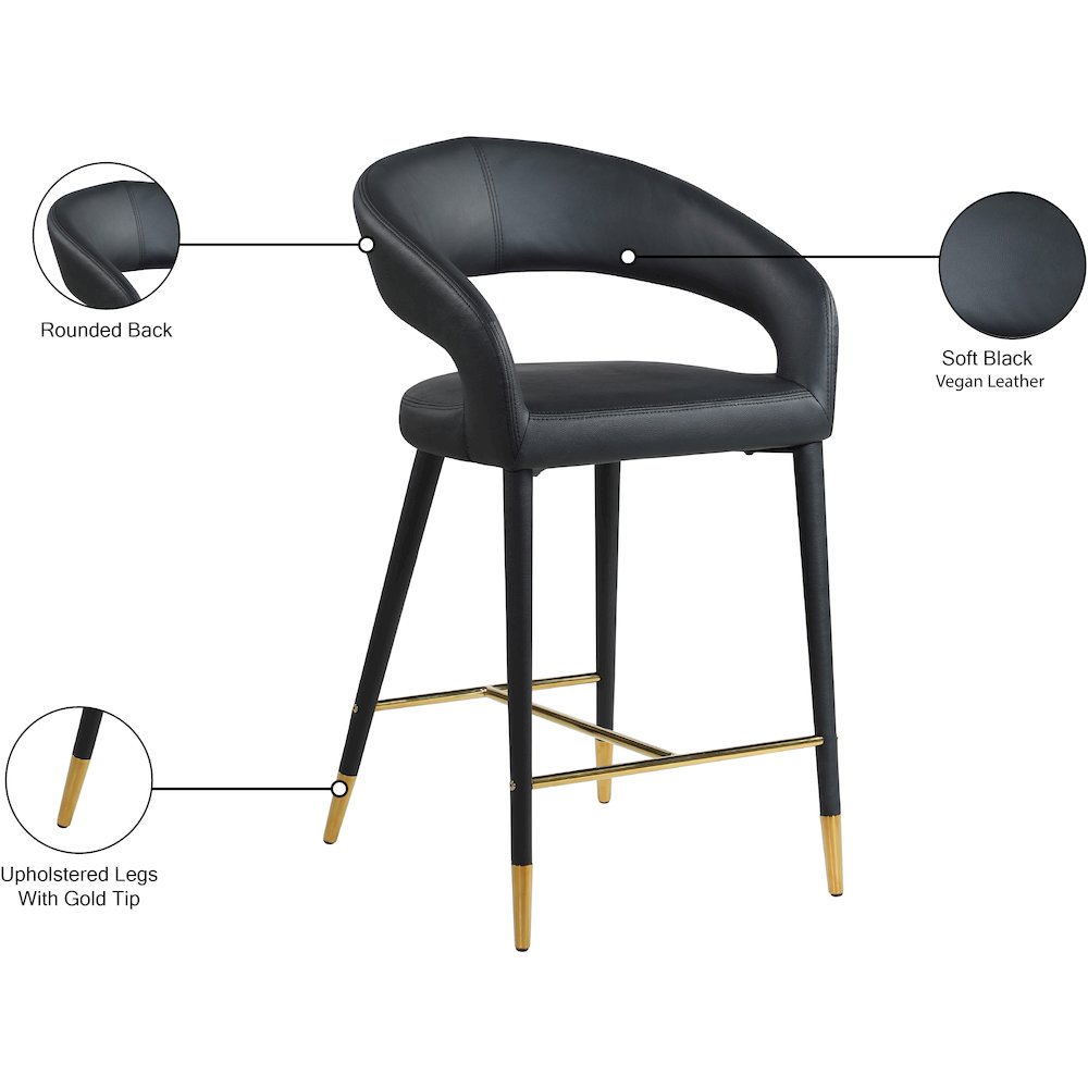 Destiny Black Vegan Leather Stool. Picture 7