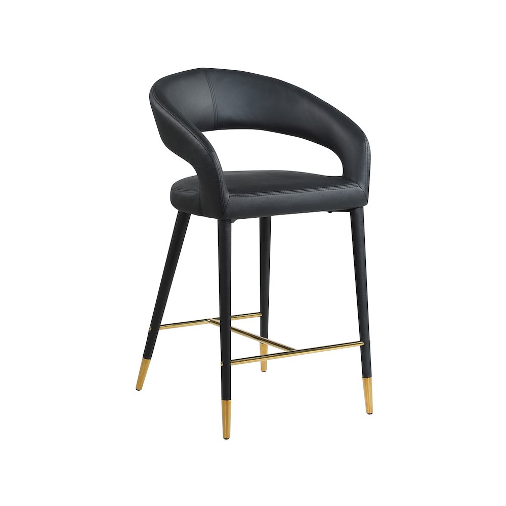 Destiny Black Vegan Leather Stool. Picture 1