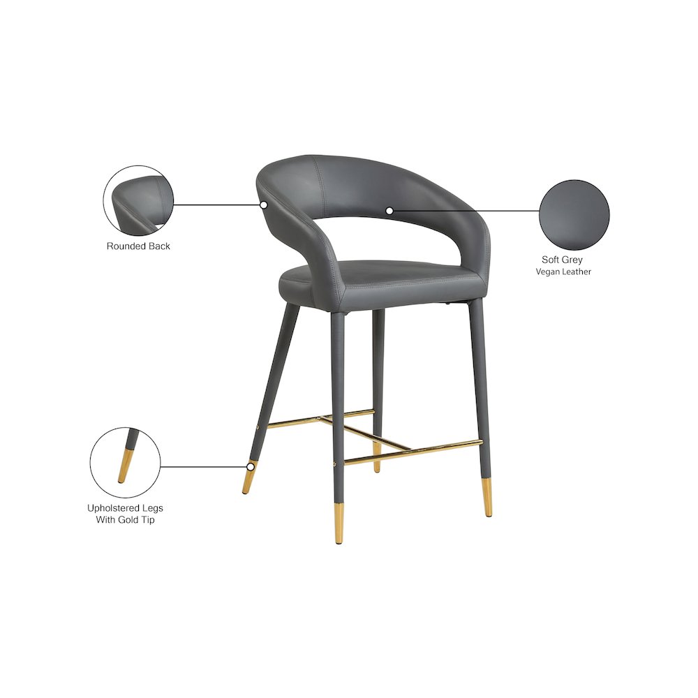Destiny Grey Vegan Leather Stool. Picture 7