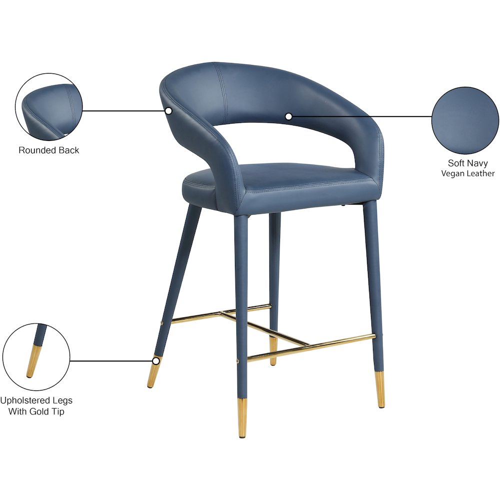 Destiny Navy Vegan Leather Stool. Picture 7