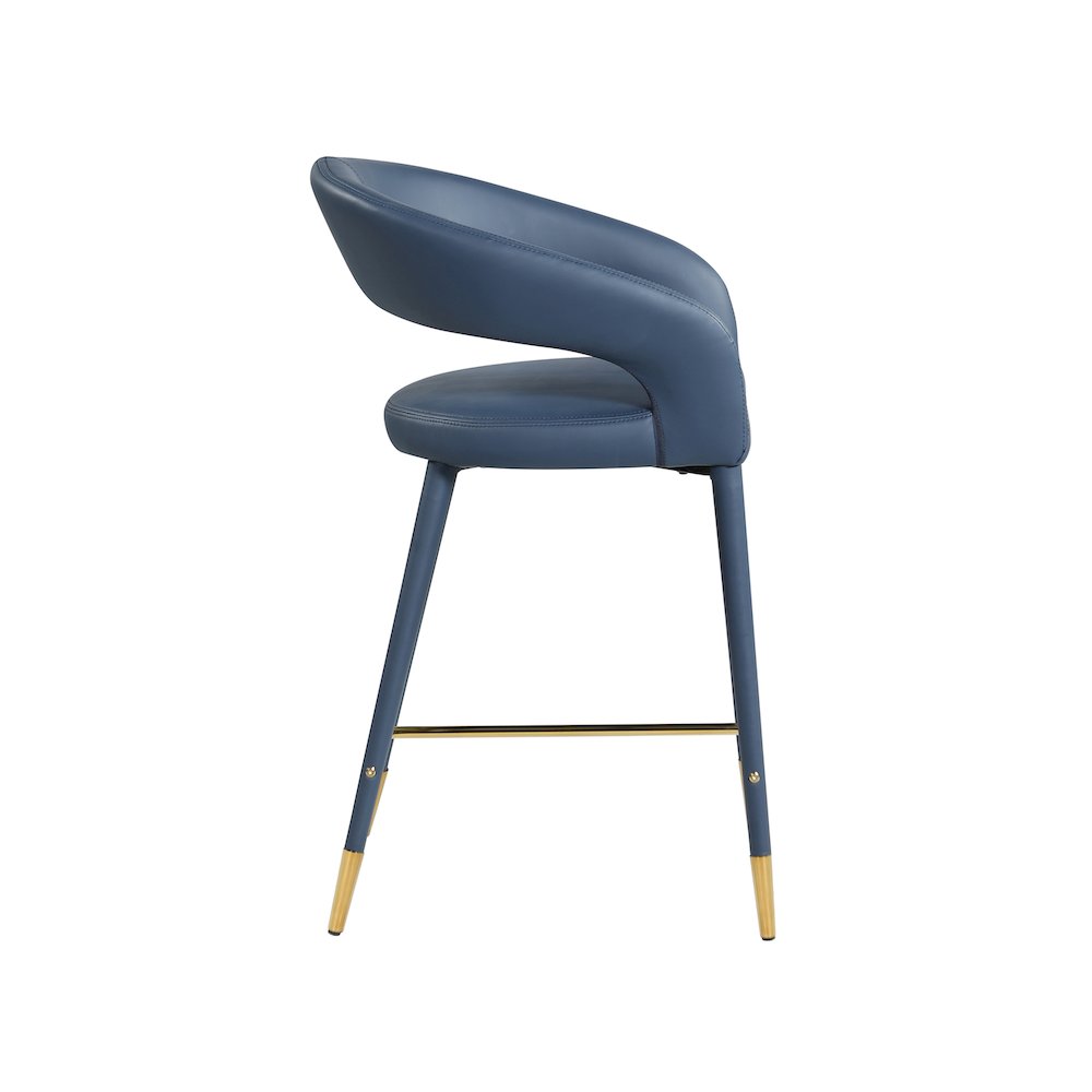 Destiny Navy Vegan Leather Stool. Picture 4