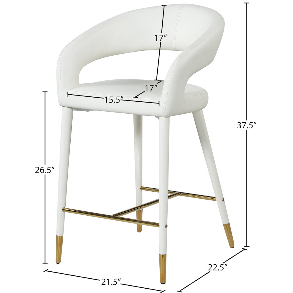 Destiny White Vegan Leather Stool. Picture 6