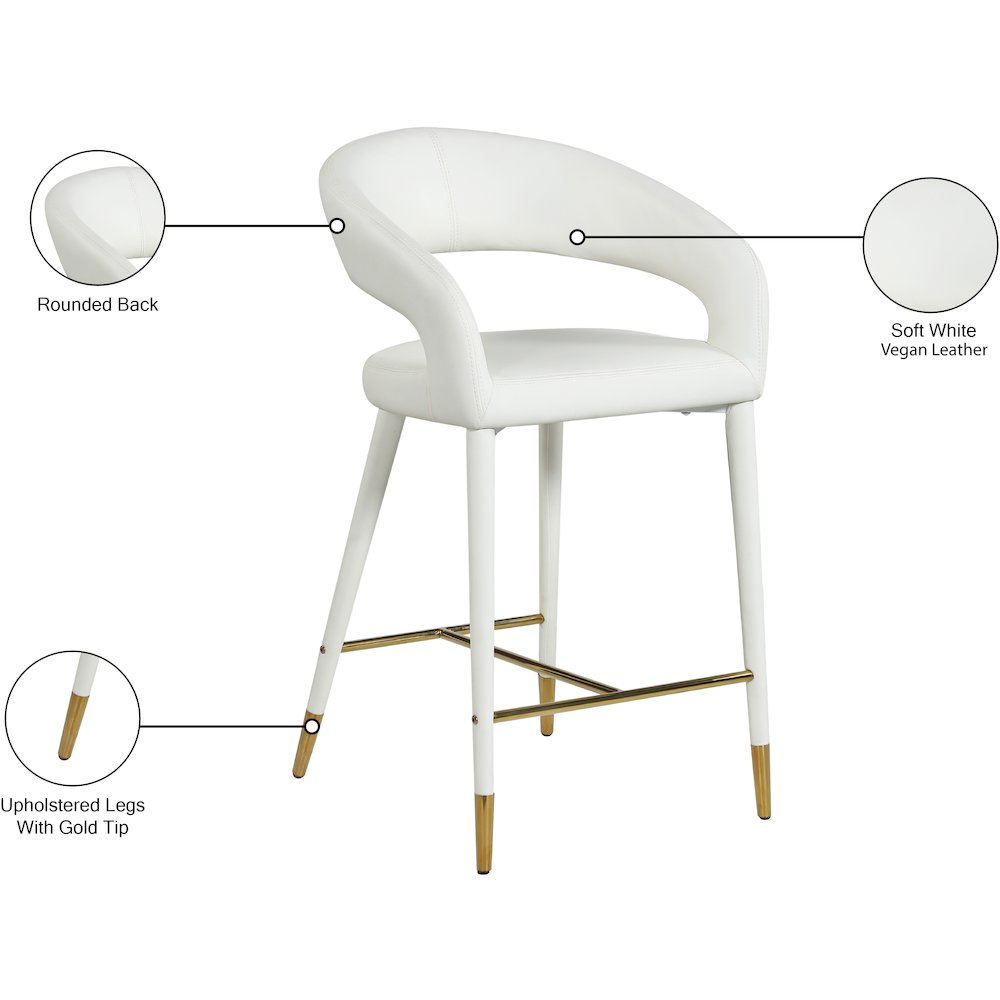 Destiny White Vegan Leather Stool. Picture 7