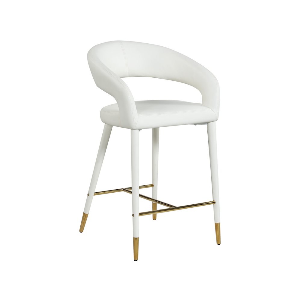 Destiny White Vegan Leather Stool. Picture 1