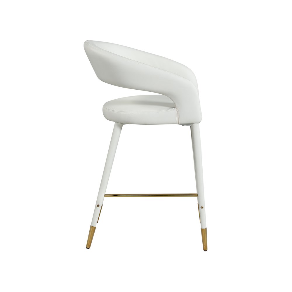 Destiny White Vegan Leather Stool. Picture 4