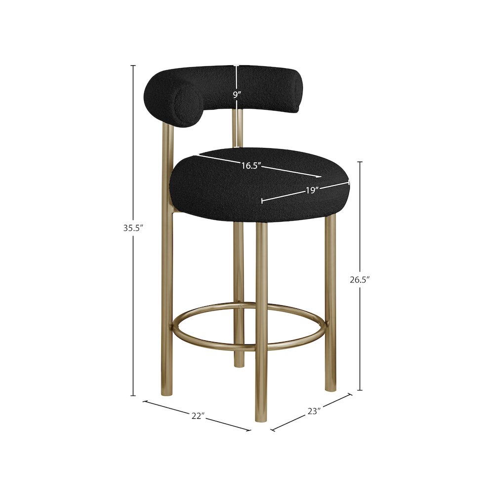 Bordeaux Black Boucle Fabric Stool, Set of 2. Picture 7