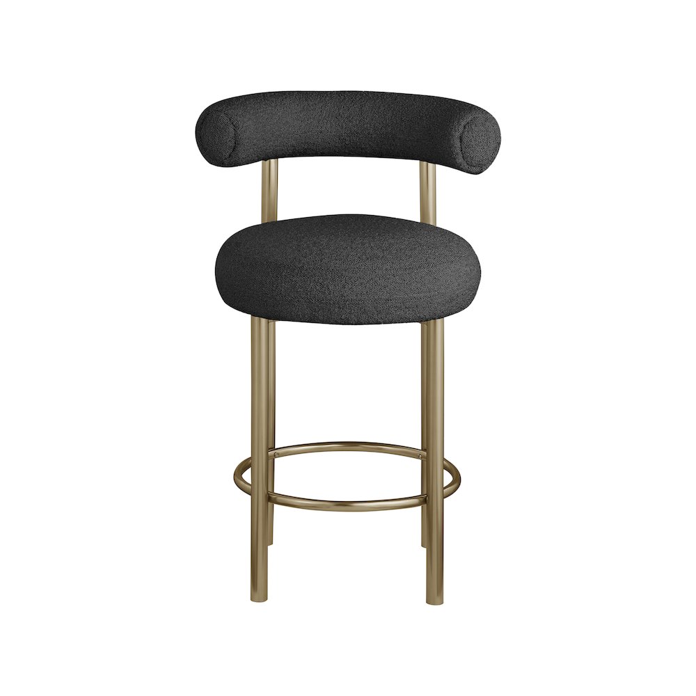 Bordeaux Black Boucle Fabric Stool, Set of 2. Picture 3