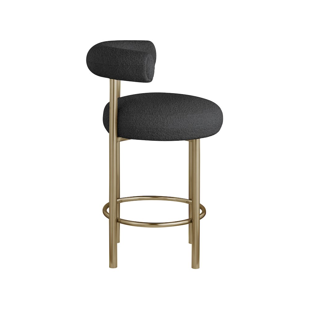 Bordeaux Black Boucle Fabric Stool, Set of 2. Picture 4