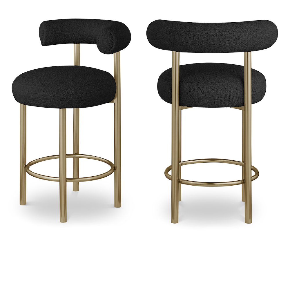 Bordeaux Black Boucle Fabric Stool, Set of 2. Picture 1