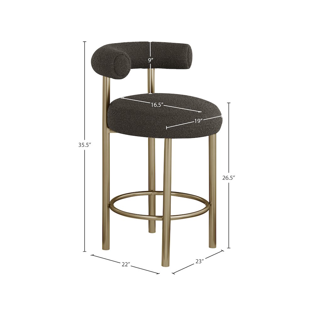 Bordeaux Brown Boucle Fabric Stool, Set of 2. Picture 7