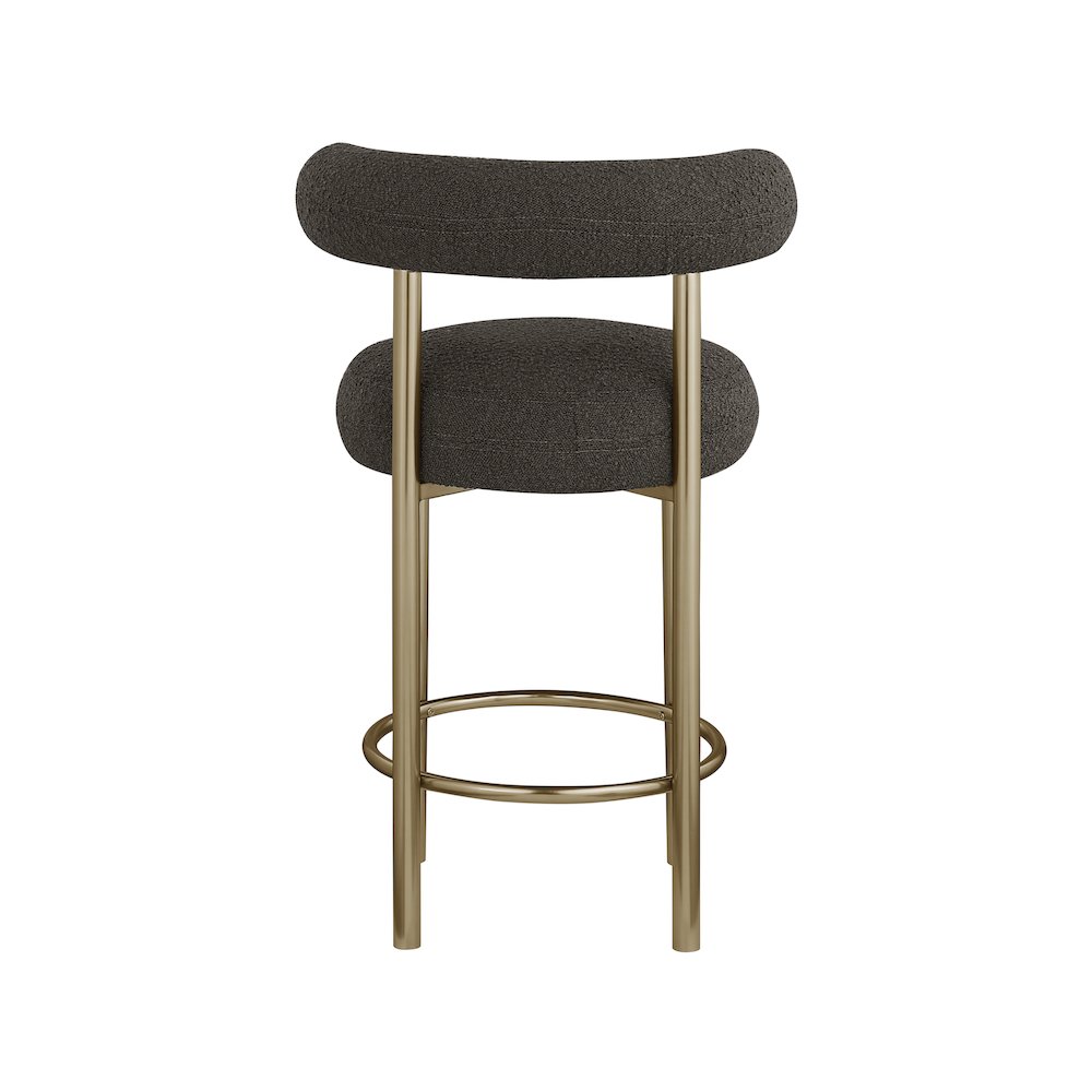 Bordeaux Brown Boucle Fabric Stool, Set of 2. Picture 2