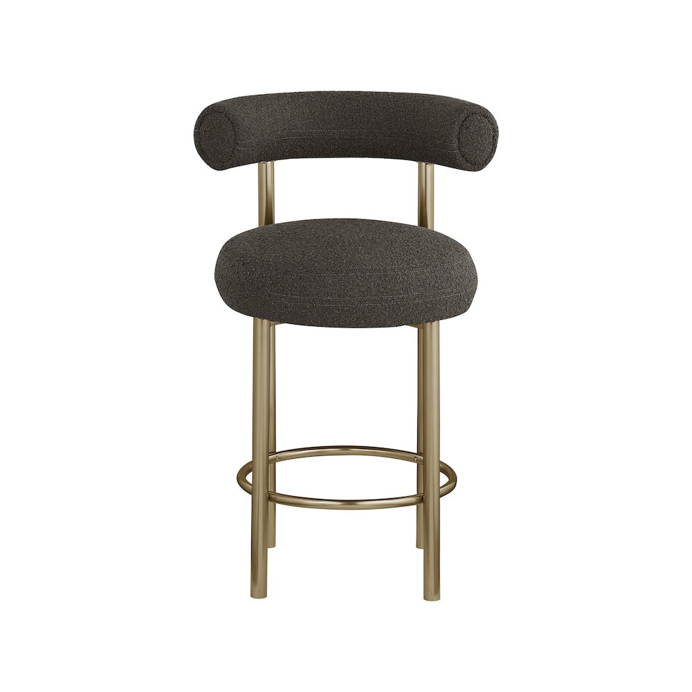 Bordeaux Brown Boucle Fabric Stool, Set of 2. Picture 3