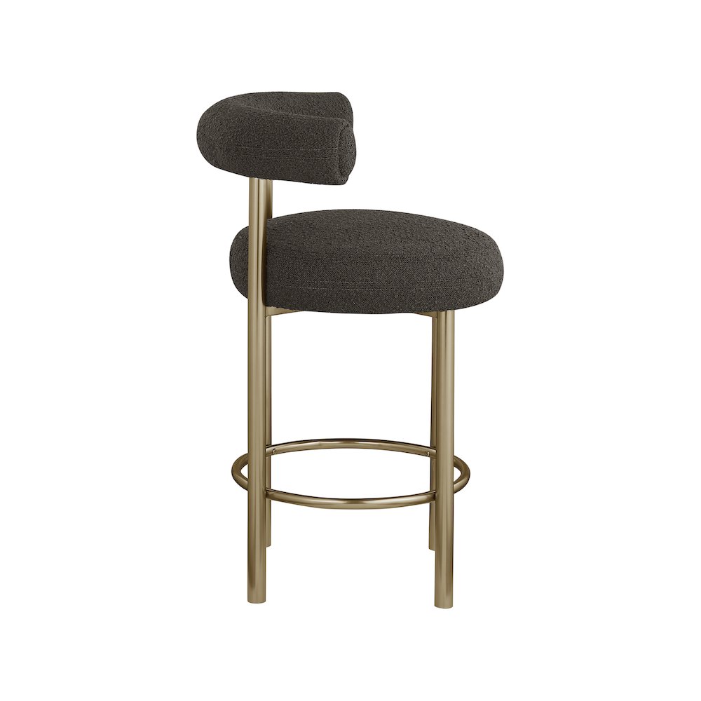 Bordeaux Brown Boucle Fabric Stool, Set of 2. Picture 4