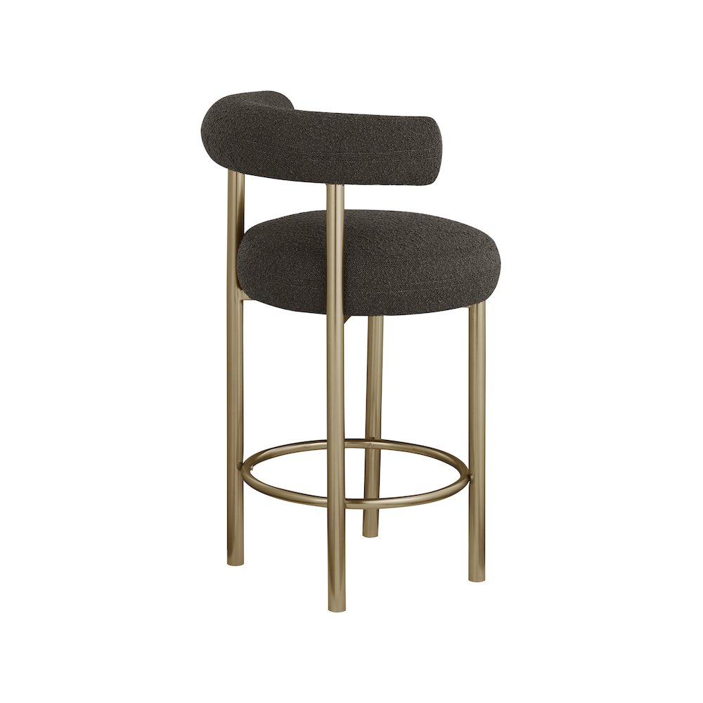 Bordeaux Brown Boucle Fabric Stool, Set of 2. Picture 5