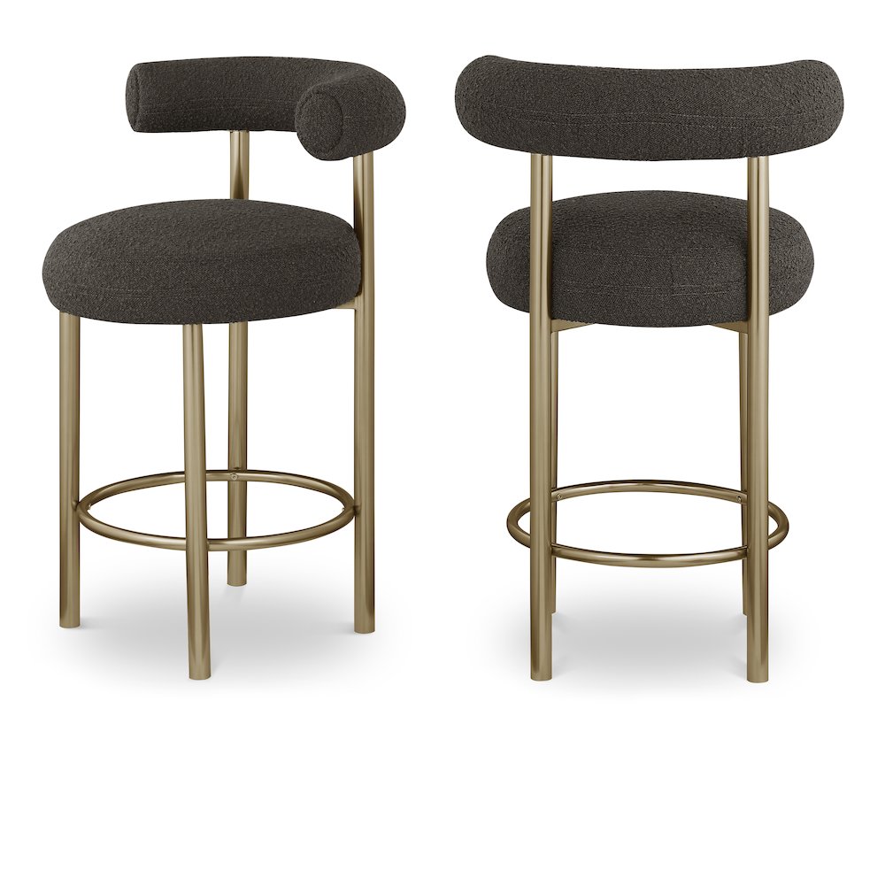 Bordeaux Brown Boucle Fabric Stool, Set of 2. Picture 1