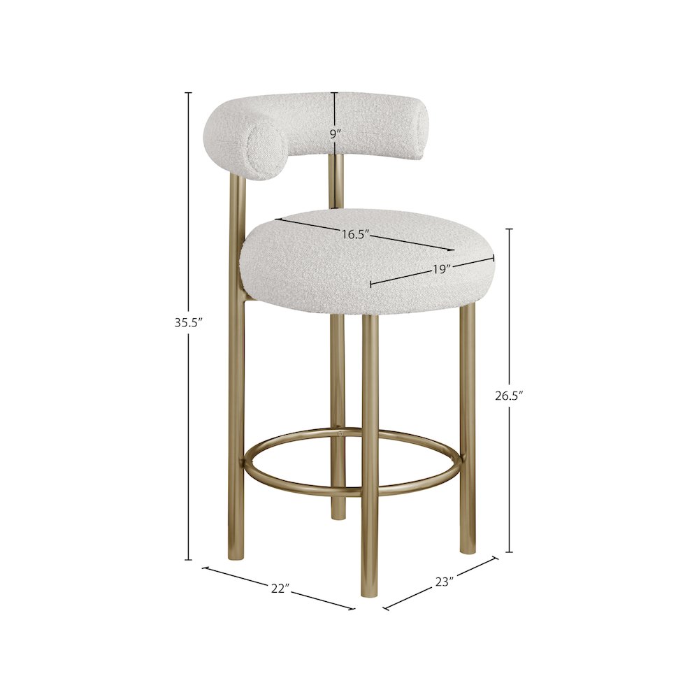 Bordeaux Cream Boucle Fabric Stool, Set of 2. Picture 7
