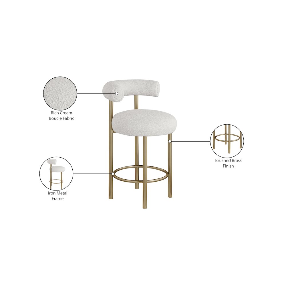 Bordeaux Cream Boucle Fabric Stool, Set of 2. Picture 8