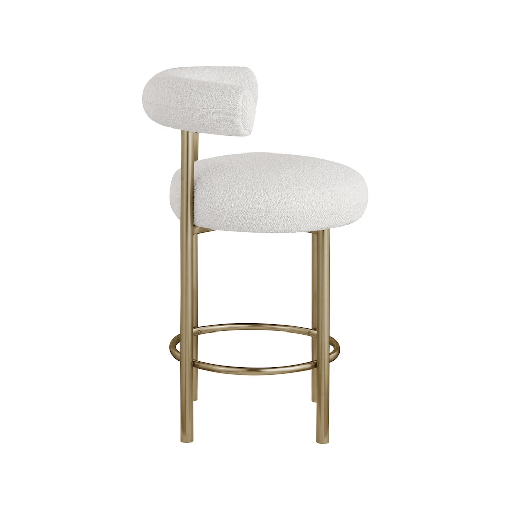 Bordeaux Cream Boucle Fabric Stool, Set of 2. Picture 4