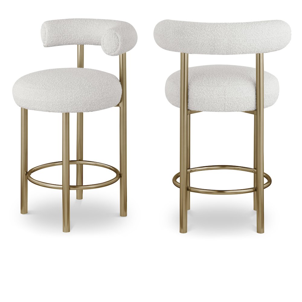 Bordeaux Cream Boucle Fabric Stool, Set of 2. Picture 1
