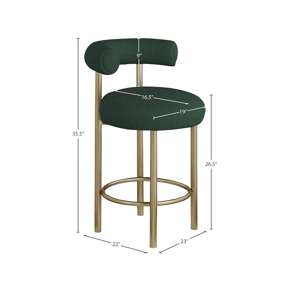 Bordeaux Green Boucle Fabric Stool, Set of 2. Picture 7