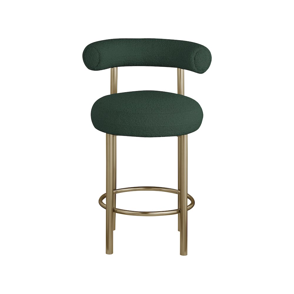 Bordeaux Green Boucle Fabric Stool, Set of 2. Picture 3